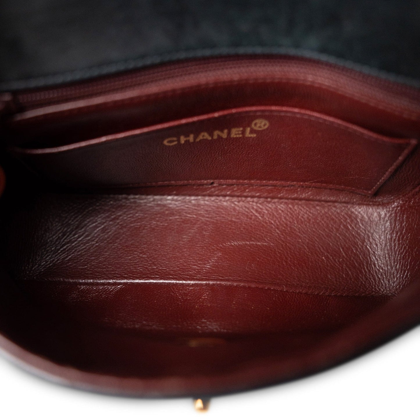 Vintage Mini Black Border Flap Lambskin Shoulder Bag Gold Hardware