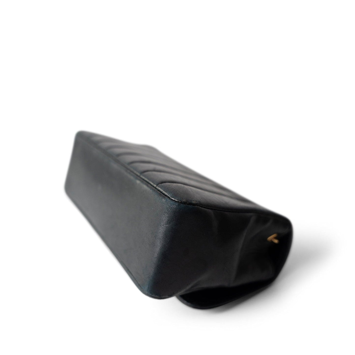 Vintage Mini Black Border Flap Lambskin Shoulder Bag Gold Hardware