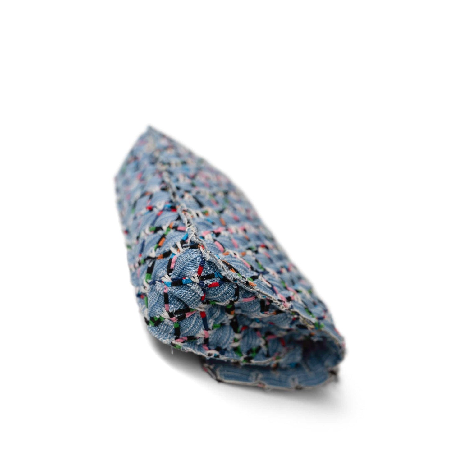 17S Woven Denim Multicolor Medium Flap Silver Hardware