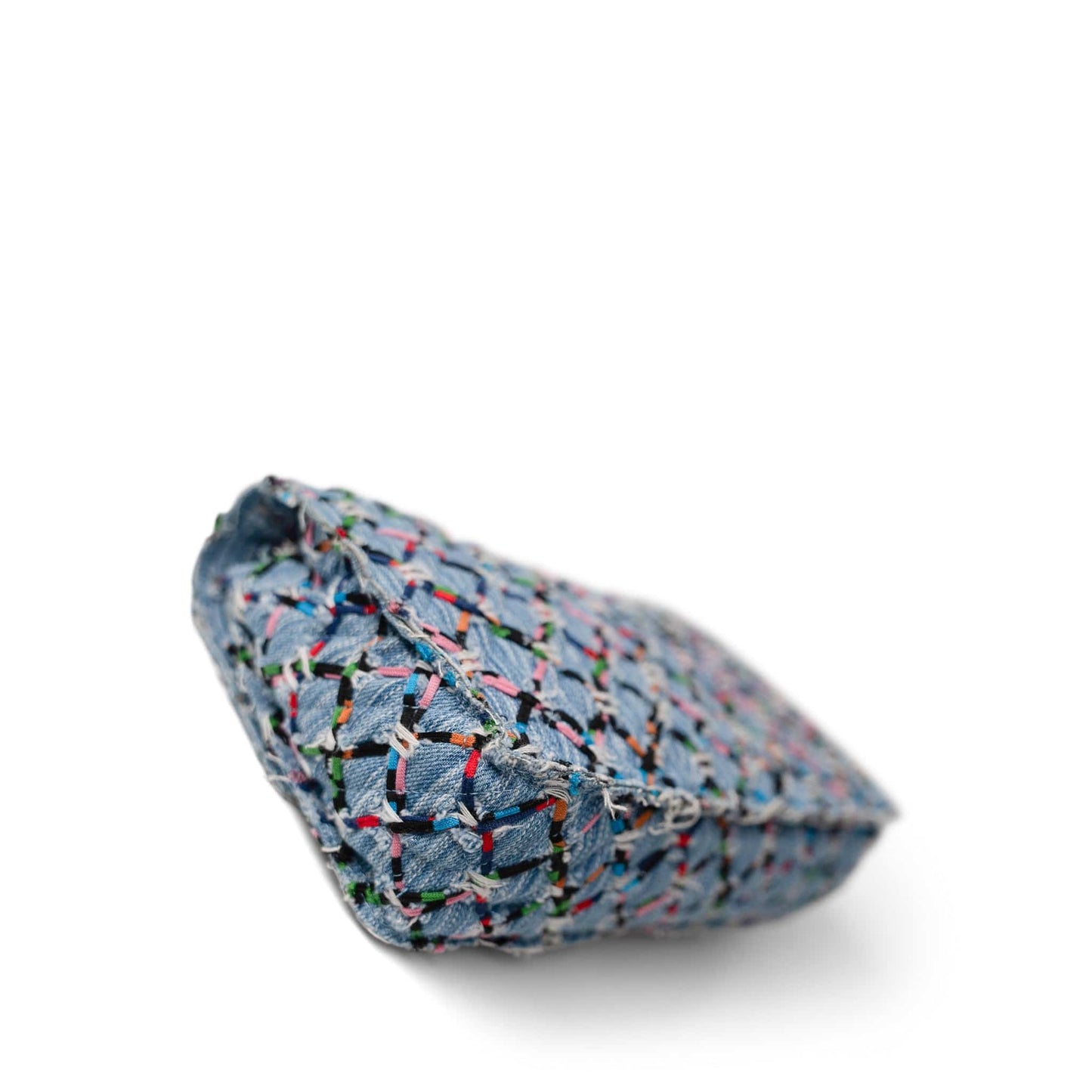 17S Woven Denim Multicolor Medium Flap Silver Hardware