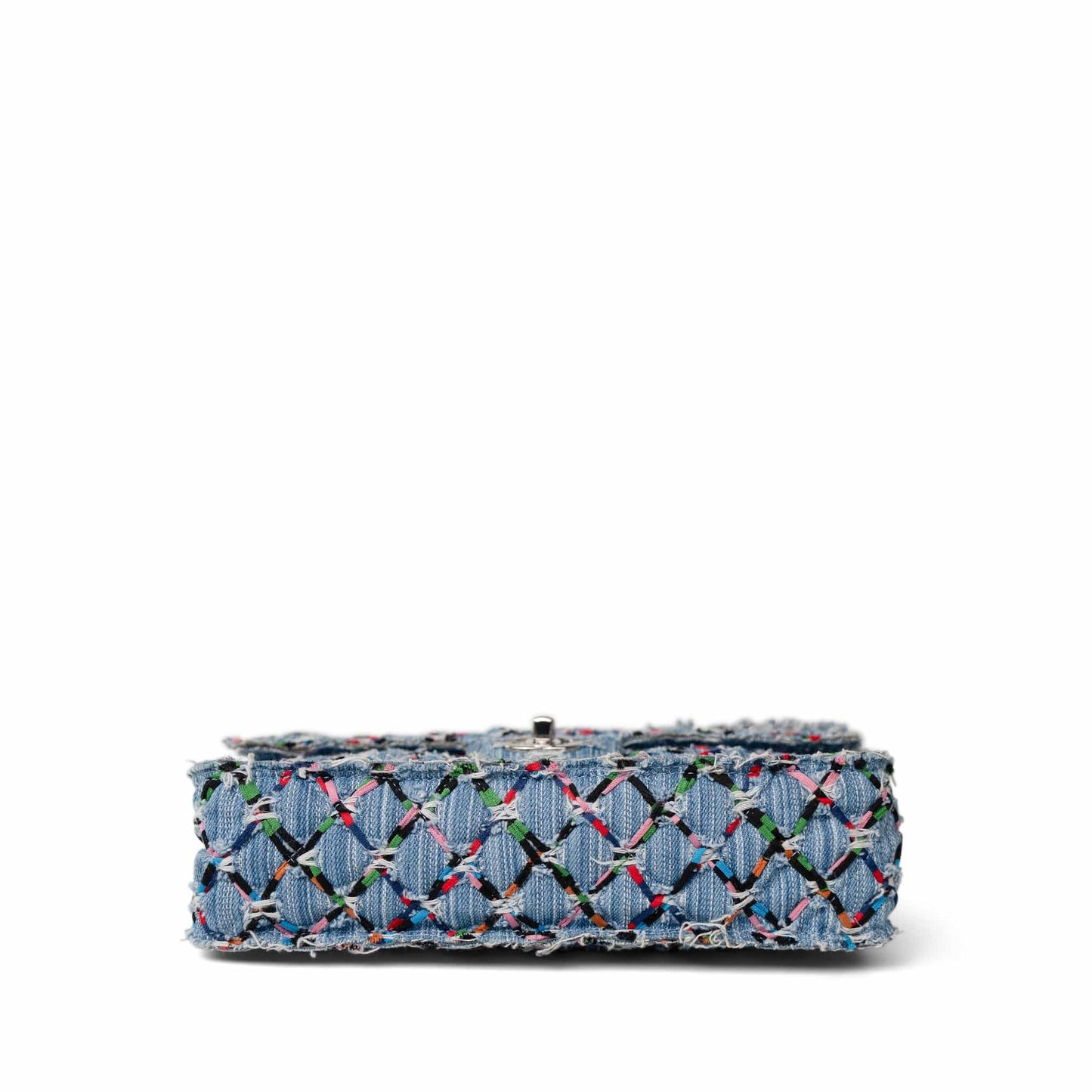 17S Woven Denim Multicolor Medium Flap Silver Hardware