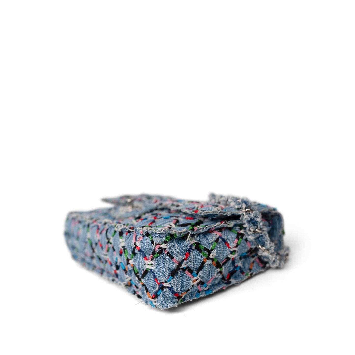 17S Woven Denim Multicolor Medium Flap Silver Hardware