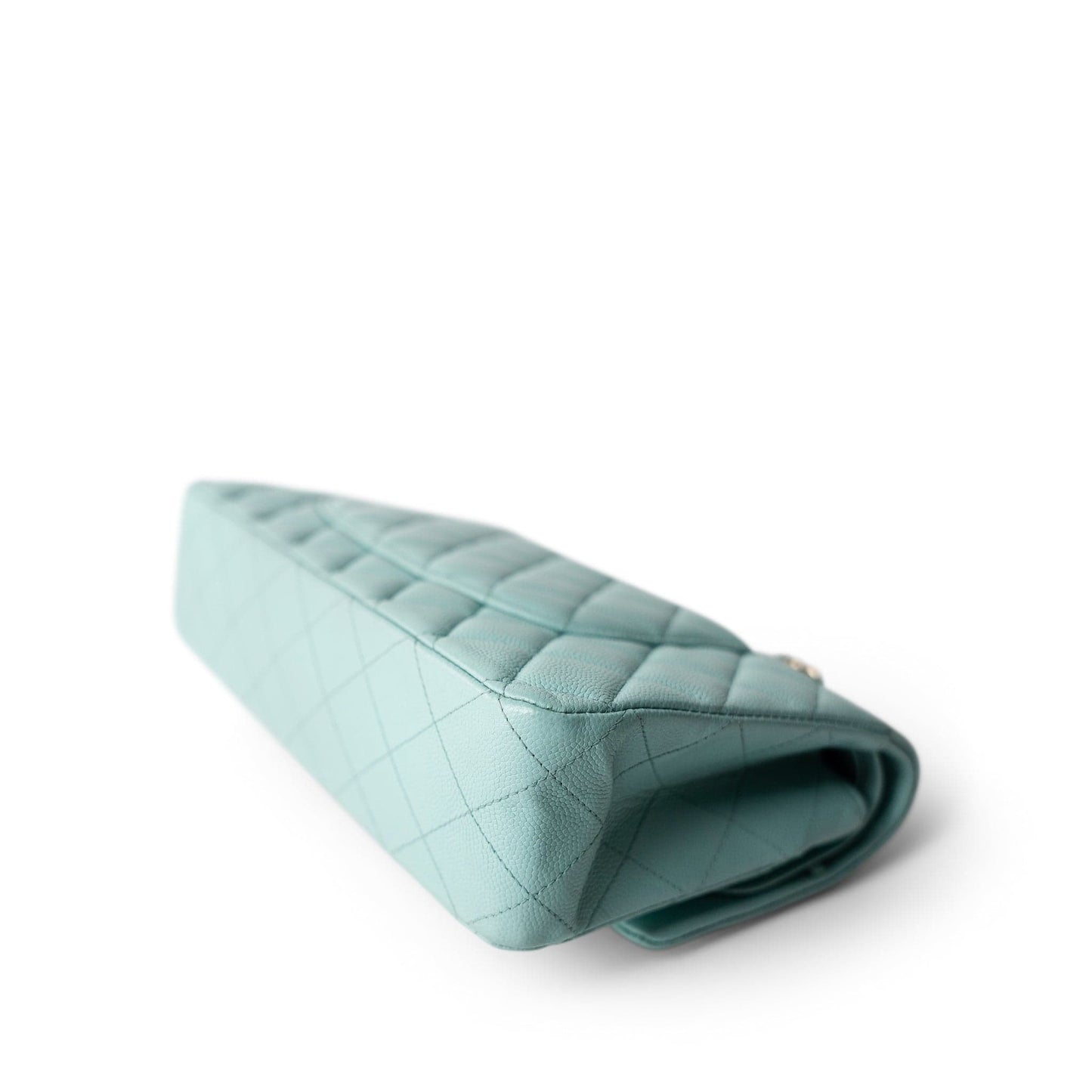 19C Tiffany Blue Caviar Quilted Medium Classic Flap Light Gold Hardware