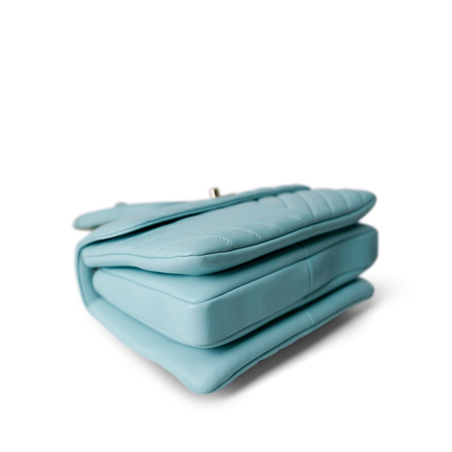 19C Tiffany Blue Chevron Lambskin Trendy CC Flap Small Light Gold Hardware