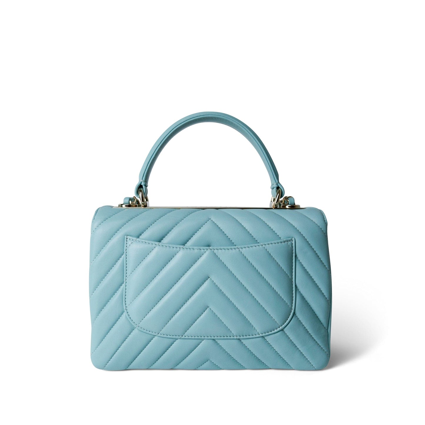 19C Tiffany Blue Chevron Lambskin Trendy CC Flap Small Light Gold Hardware