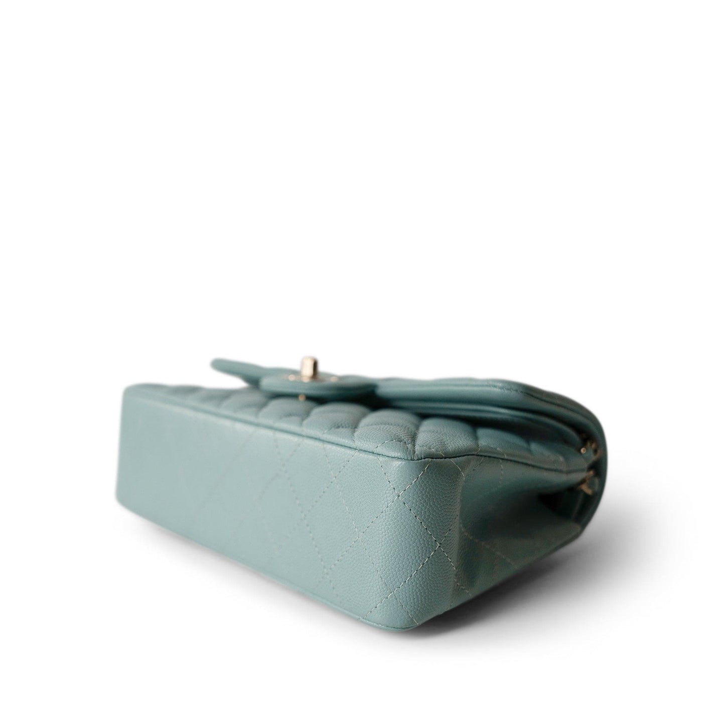 20C Tiffany Blue Caviar Quilted Classic Flap Small Light Gold Hardware