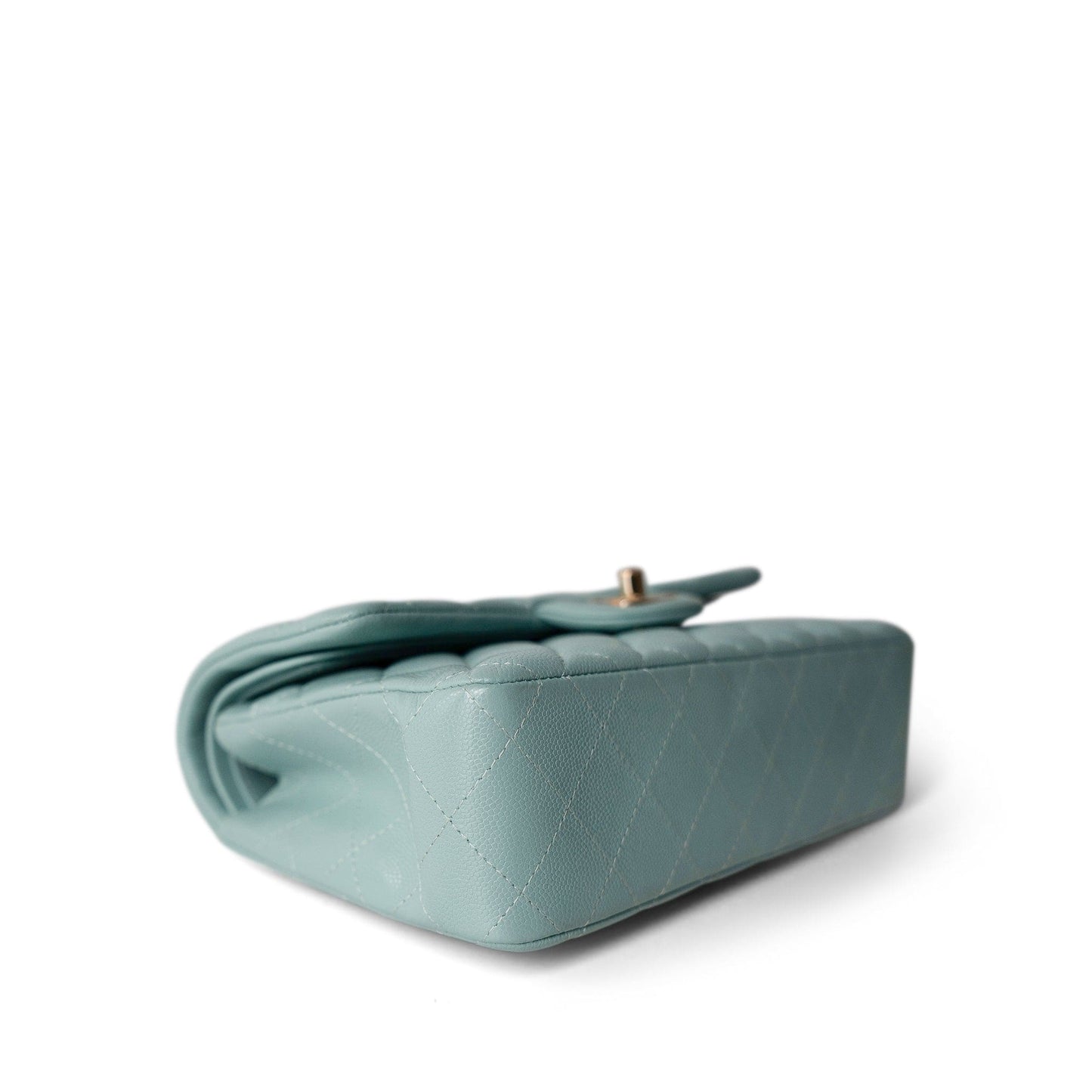 20C Tiffany Blue Caviar Quilted Classic Flap Small Light Gold Hardware