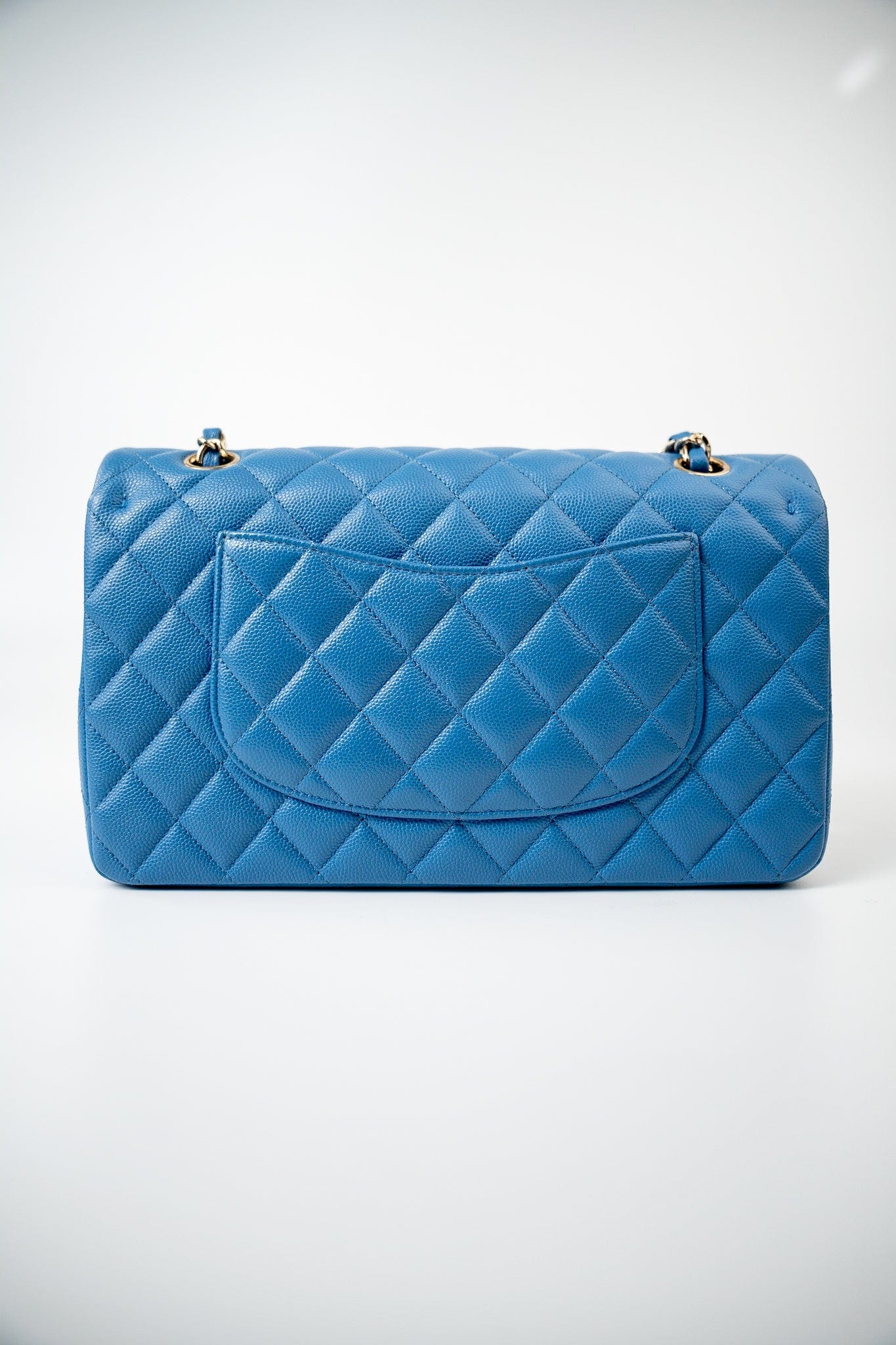 20S Blue Caviar Quilted Classic Flap Medium Light Gold Hardware