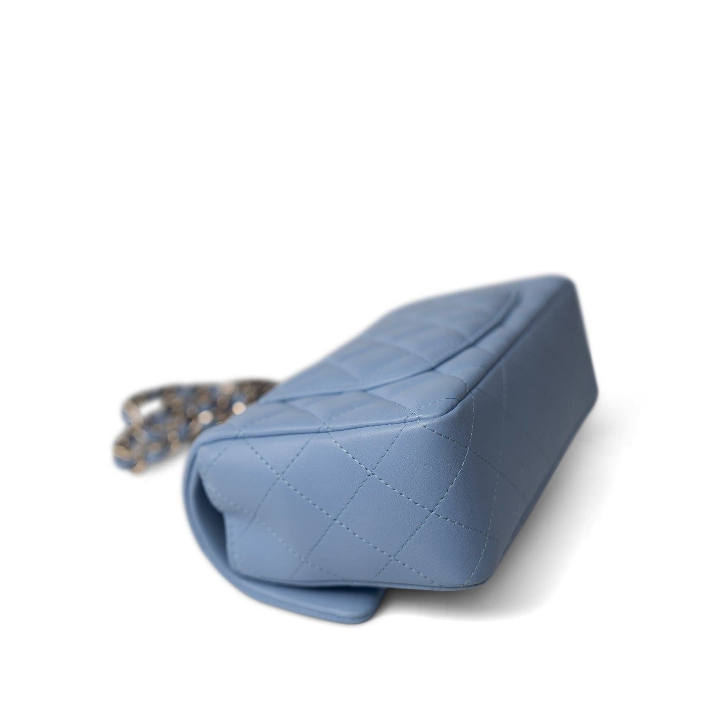 21C Sky Blue Lambskin Quilted Mini Rectangular Flap Light Gold Hardware