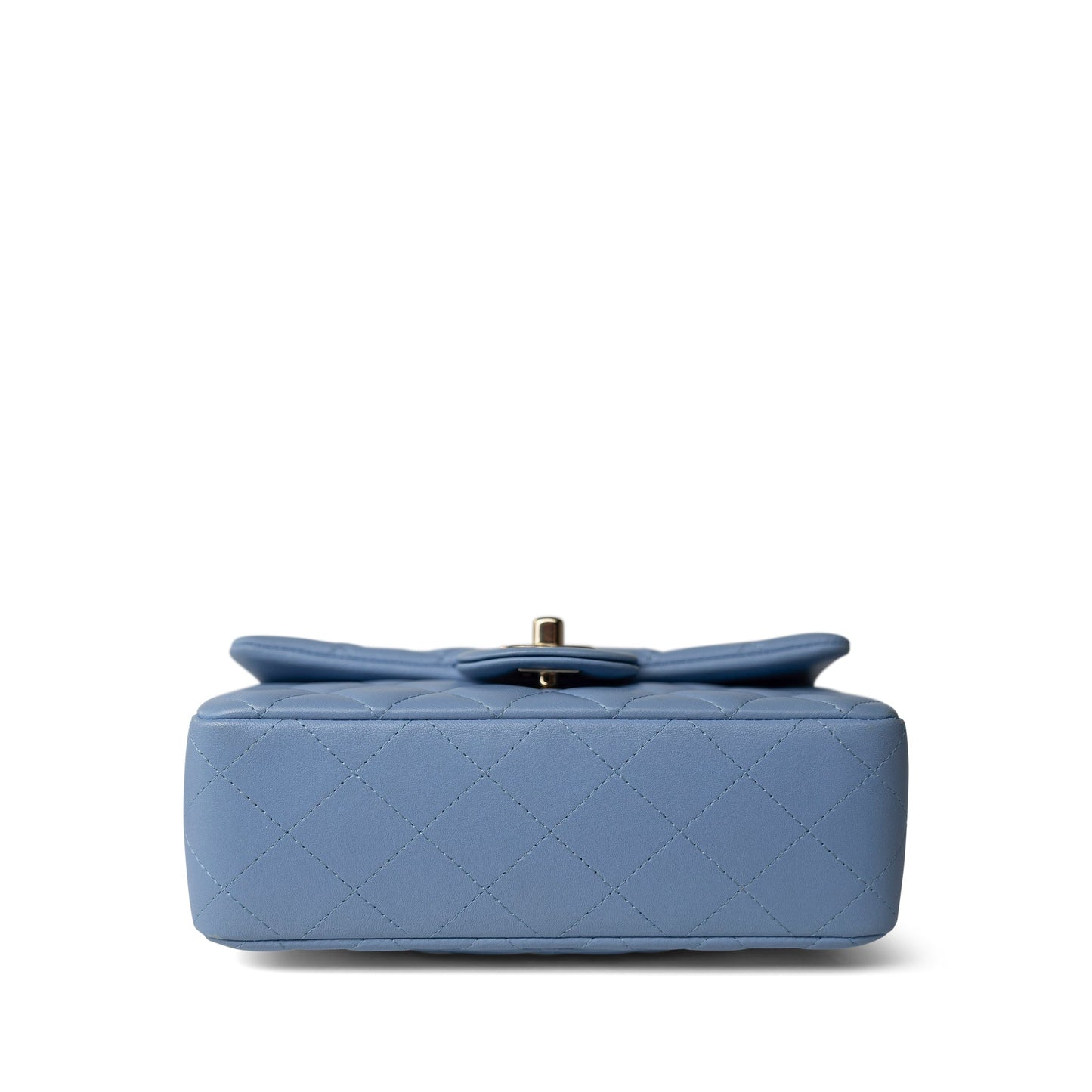 21C Sky Blue Lambskin Quilted Mini Rectangular Flap Light Gold Hardware
