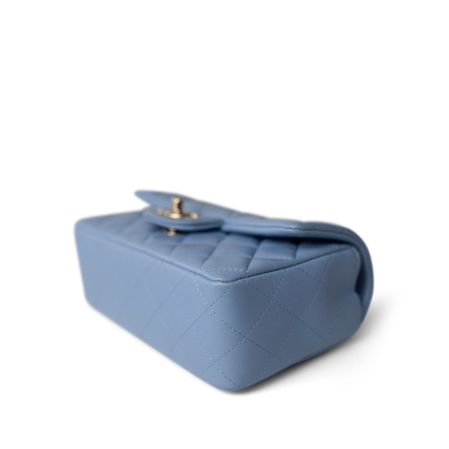 21C Sky Blue Lambskin Quilted Mini Rectangular Flap Light Gold Hardware
