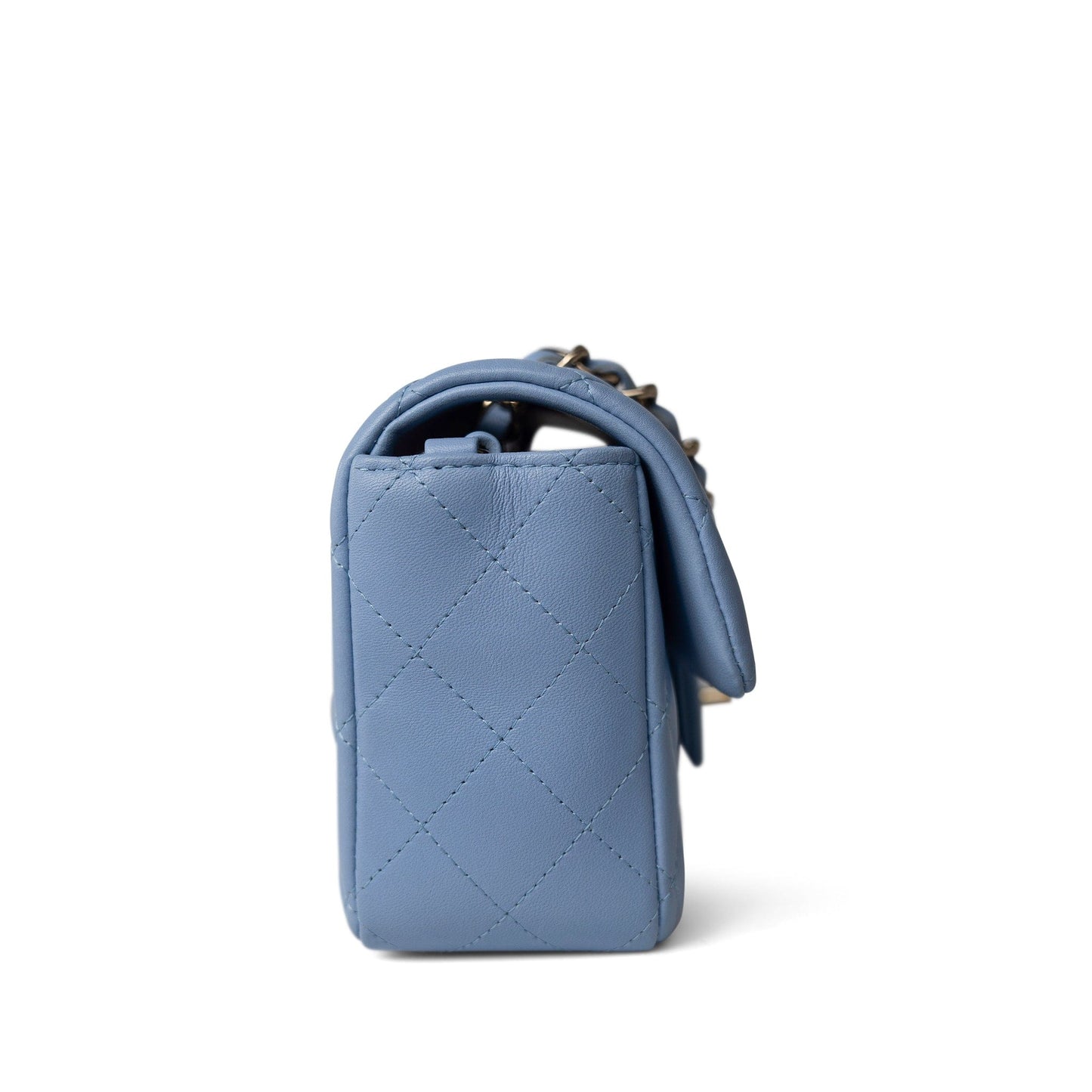21C Sky Blue Lambskin Quilted Mini Rectangular Flap Light Gold Hardware