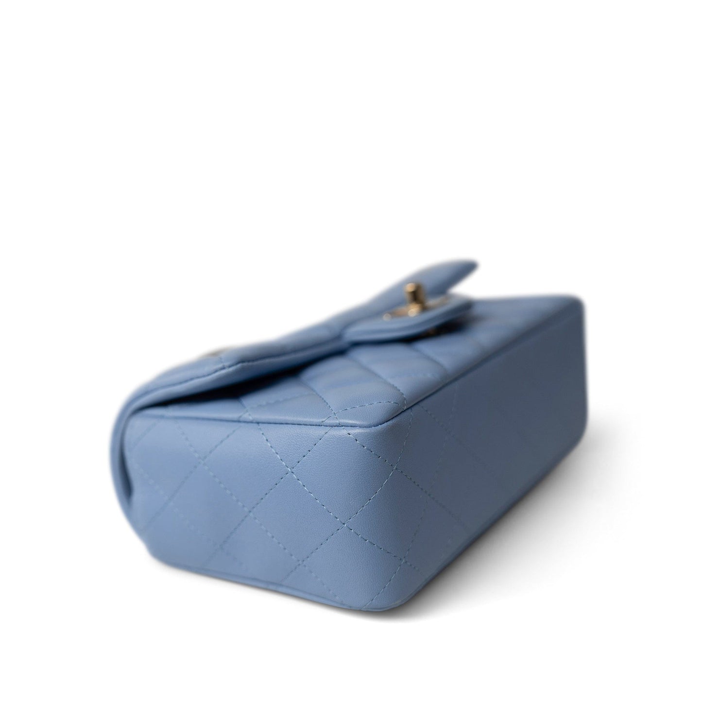 21C Sky Blue Lambskin Quilted Mini Rectangular Flap Light Gold Hardware