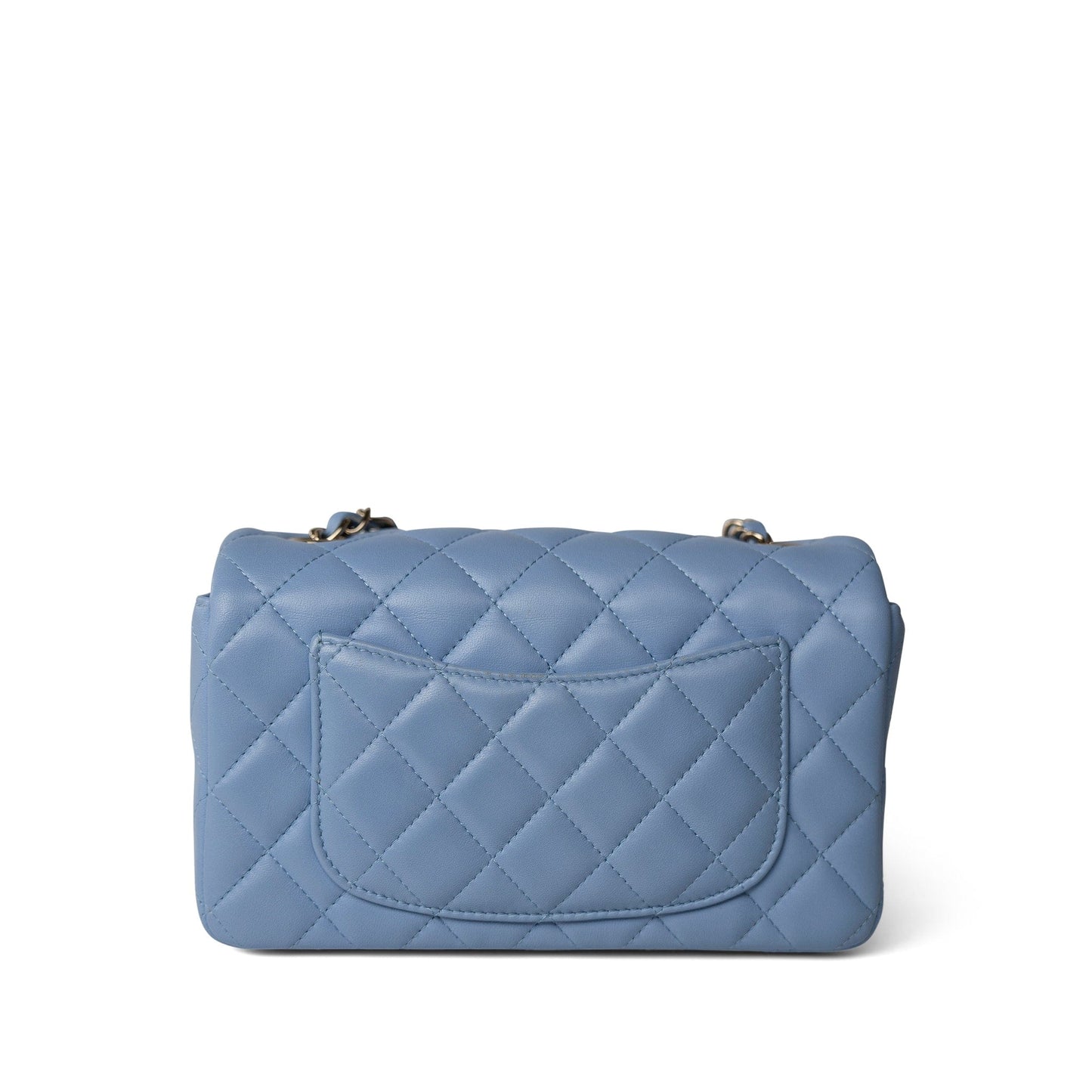 21C Sky Blue Lambskin Quilted Mini Rectangular Flap Light Gold Hardware