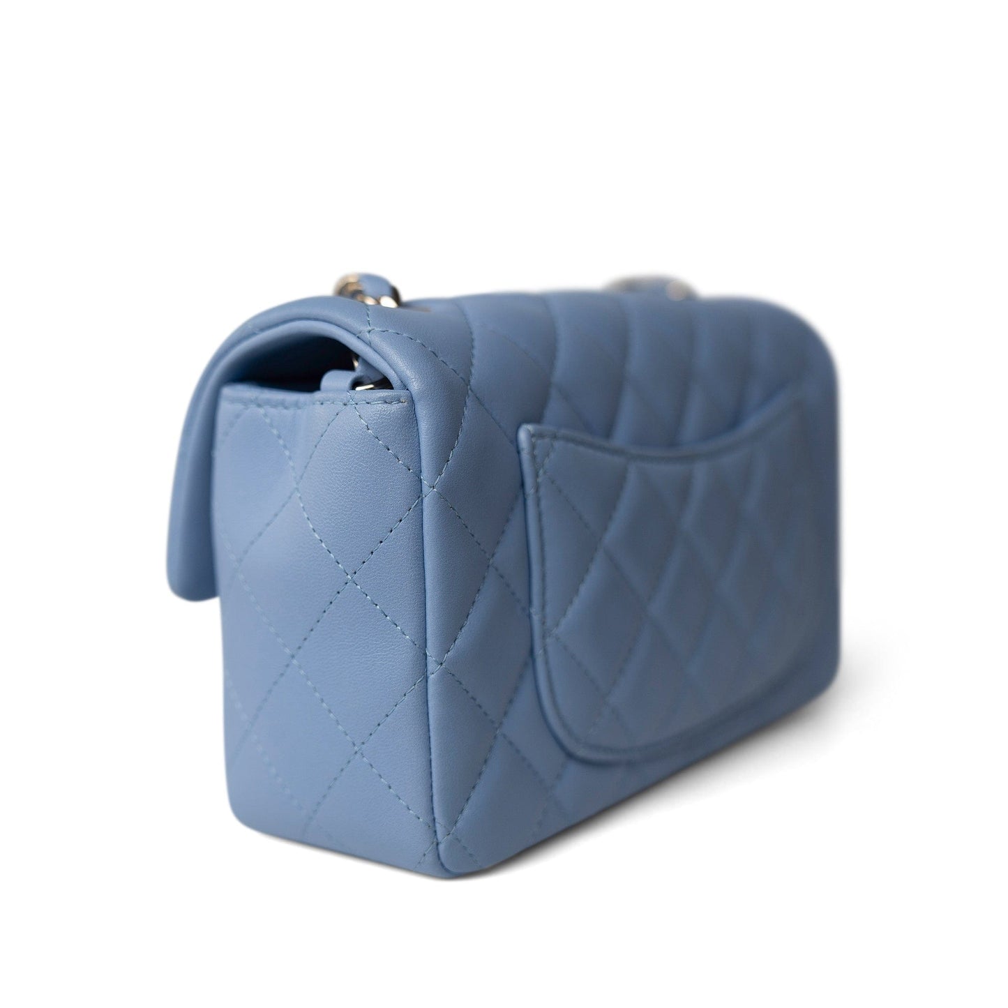 21C Sky Blue Lambskin Quilted Mini Rectangular Flap Light Gold Hardware