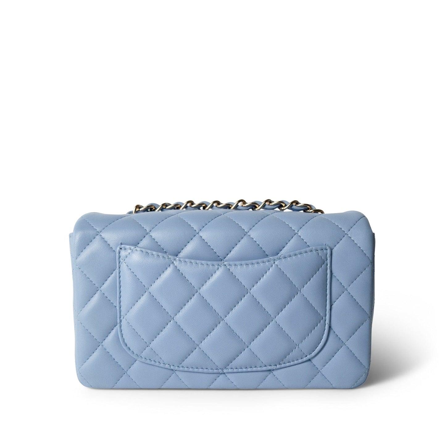 21C Sky Blue Lambskin Quilted Mini Rectangular Flap Light Gold Hardware