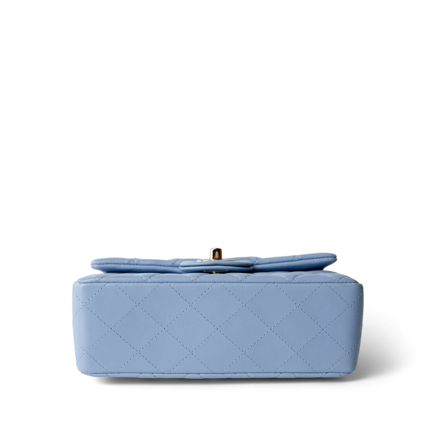 21C Sky Blue Lambskin Quilted Mini Rectangular Flap Light Gold Hardware