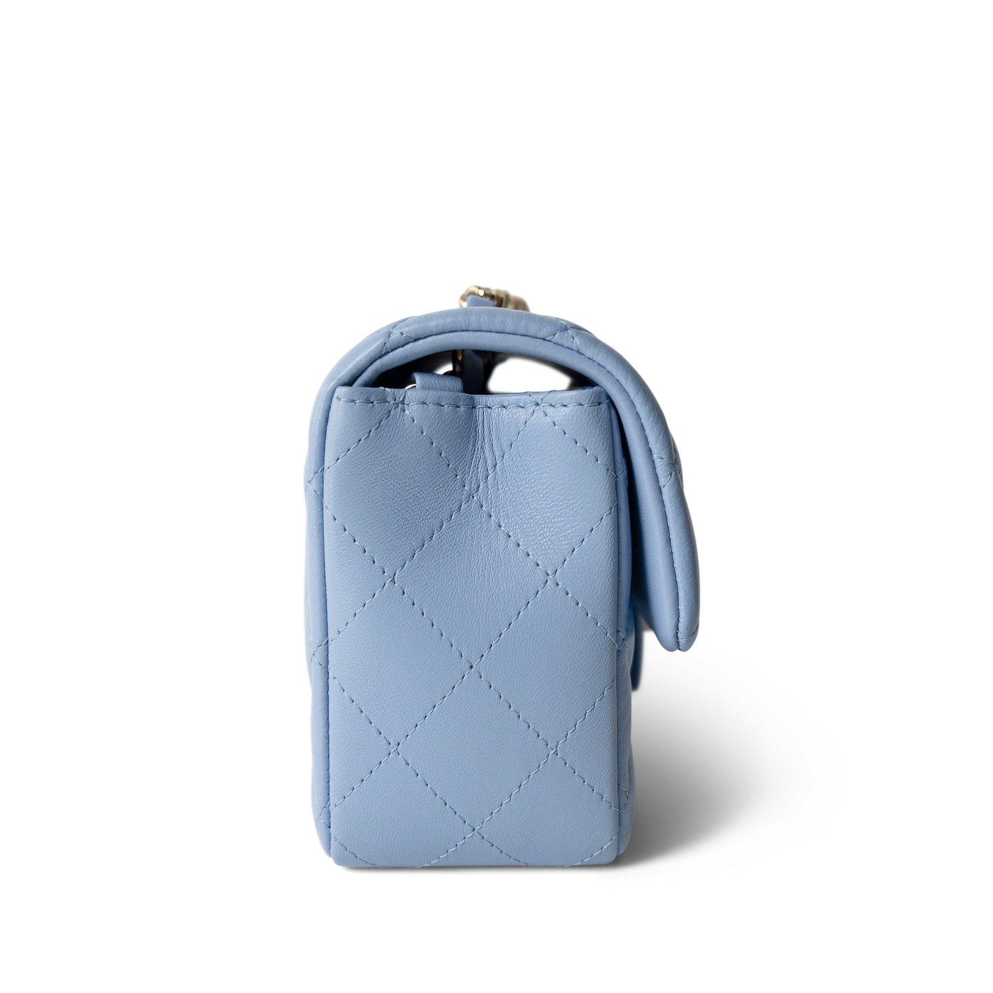21C Sky Blue Lambskin Quilted Mini Rectangular Flap Light Gold Hardware
