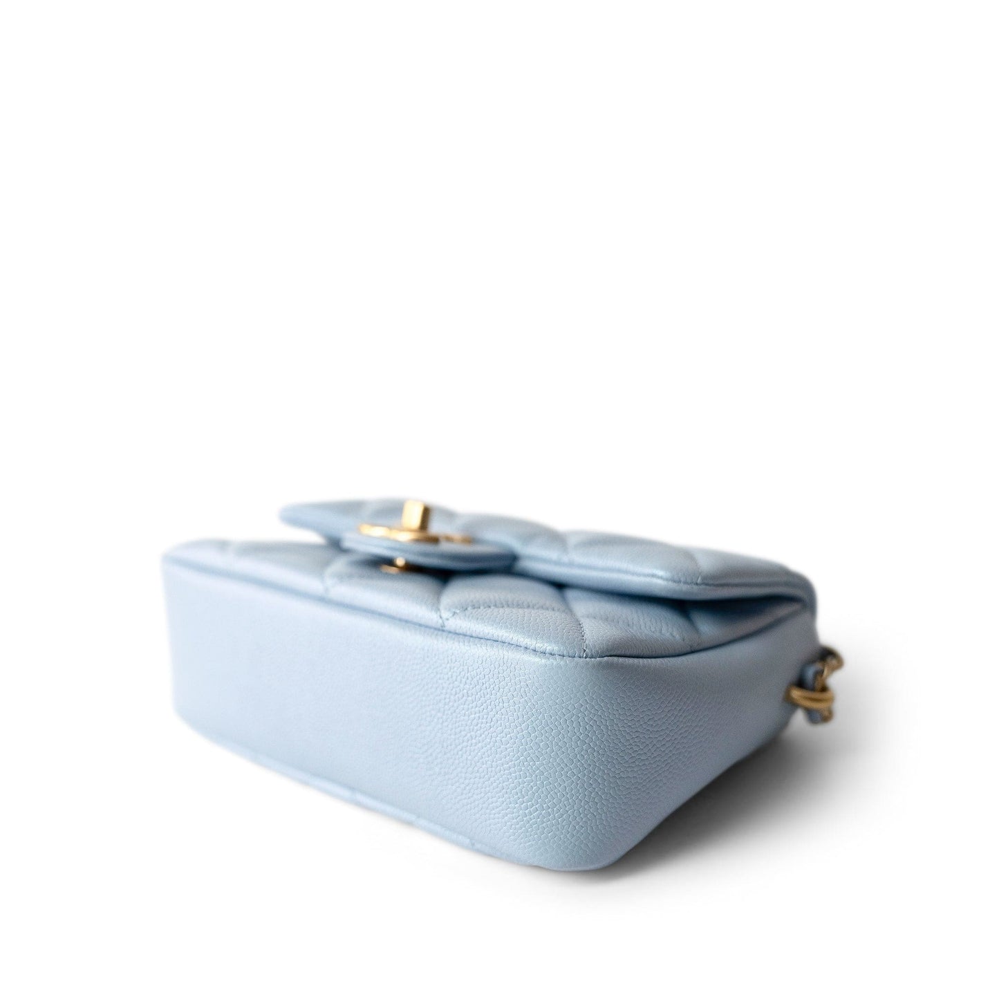 21K My Perfect Bag Light Blue Caviar Quilted Aged Gold Hardware