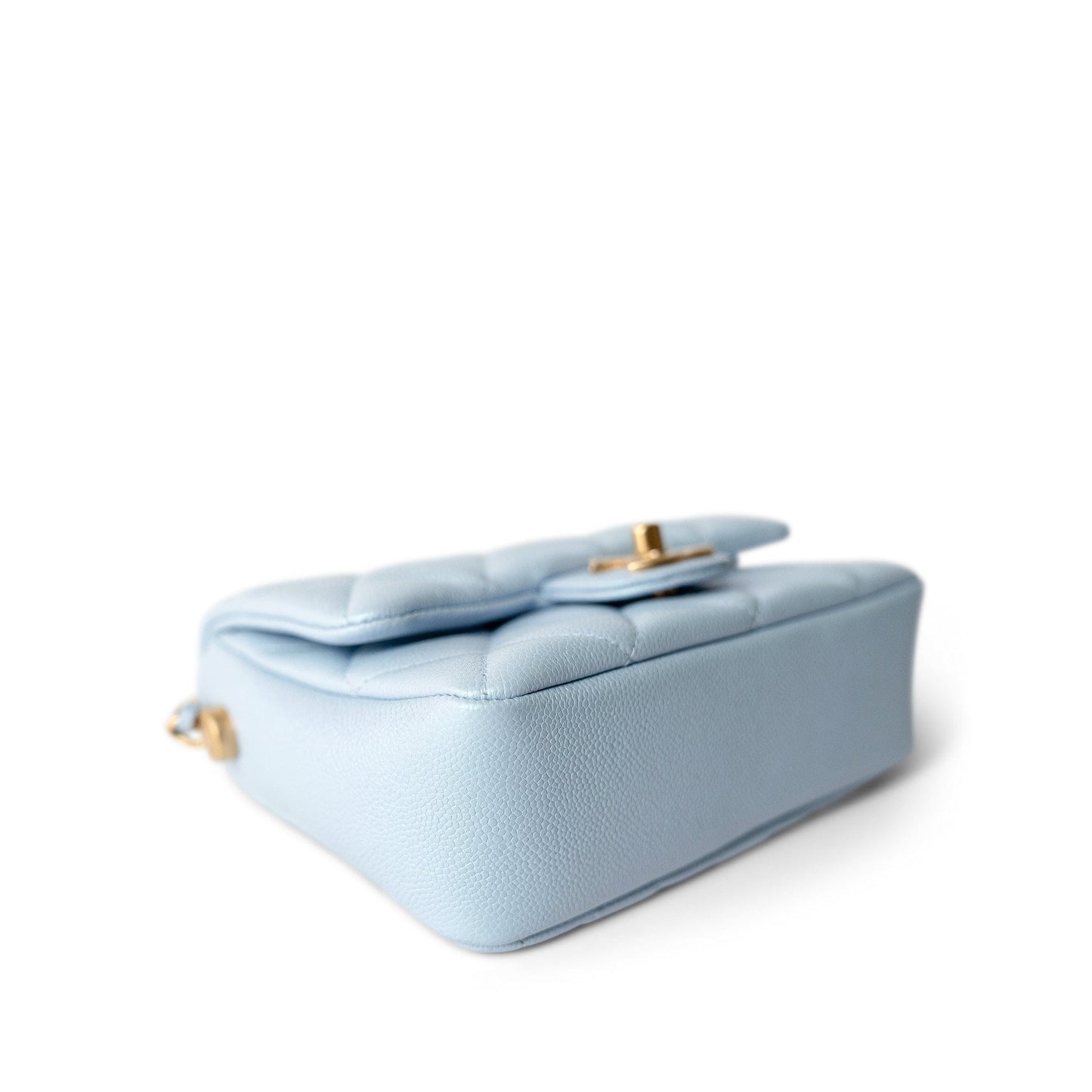 21K My Perfect Bag Light Blue Caviar Quilted Aged Gold Hardware