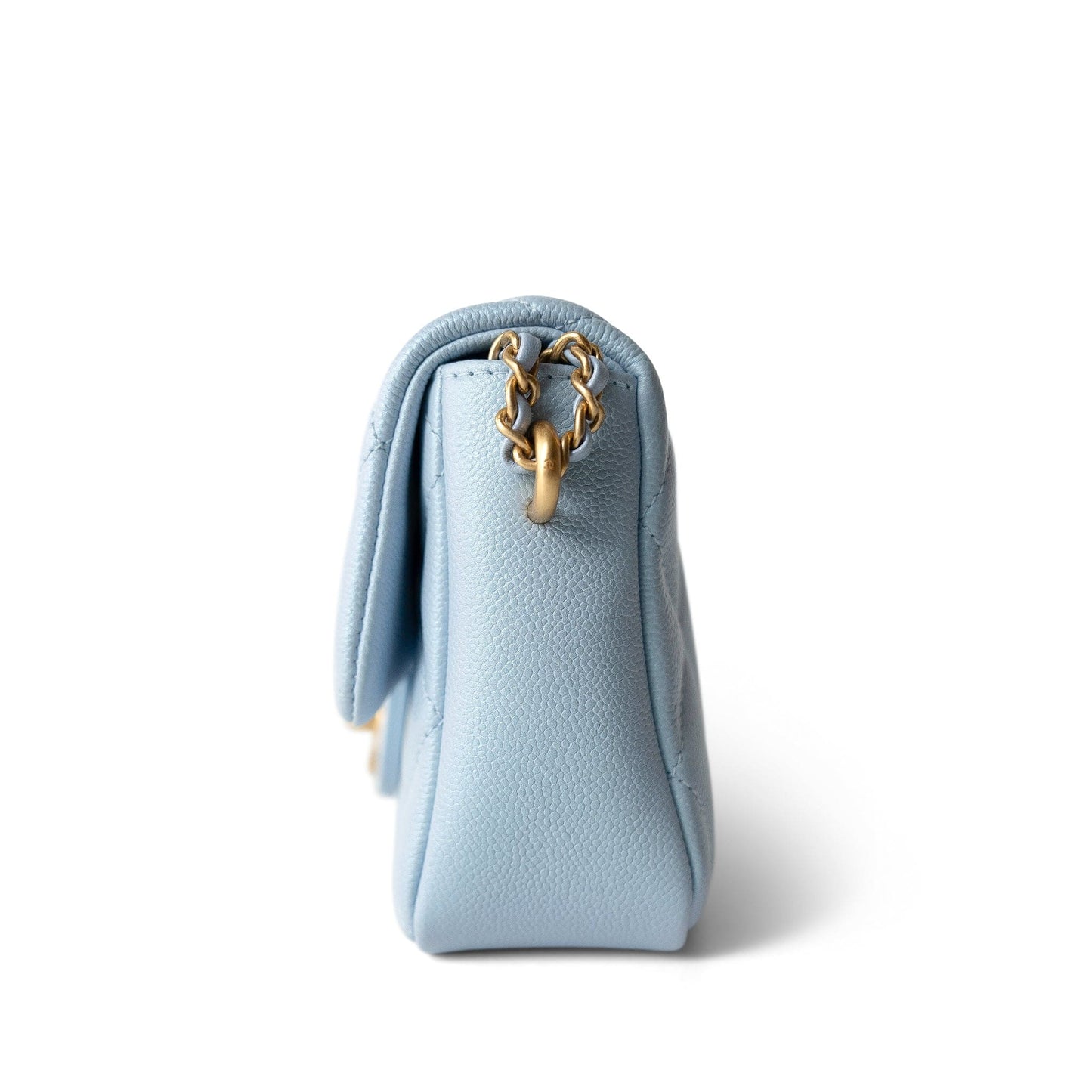 21K My Perfect Bag Light Blue Caviar Quilted Aged Gold Hardware