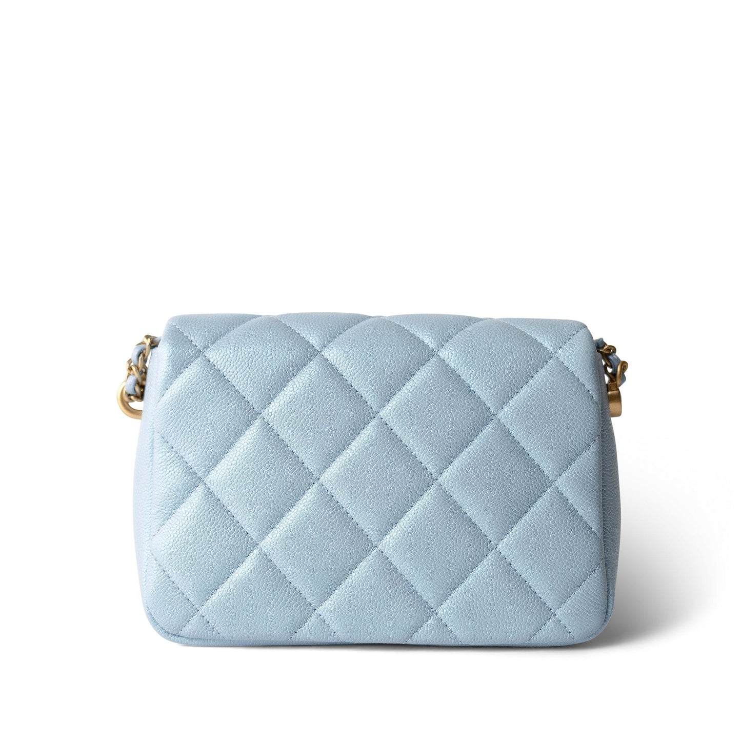 21K My Perfect Bag Light Blue Caviar Quilted Aged Gold Hardware