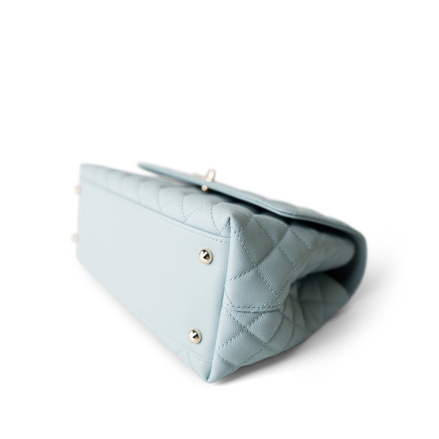 22P Light Blue Caviar Quilted Coco Handle Medium (Old Small) Light Gold Hardware