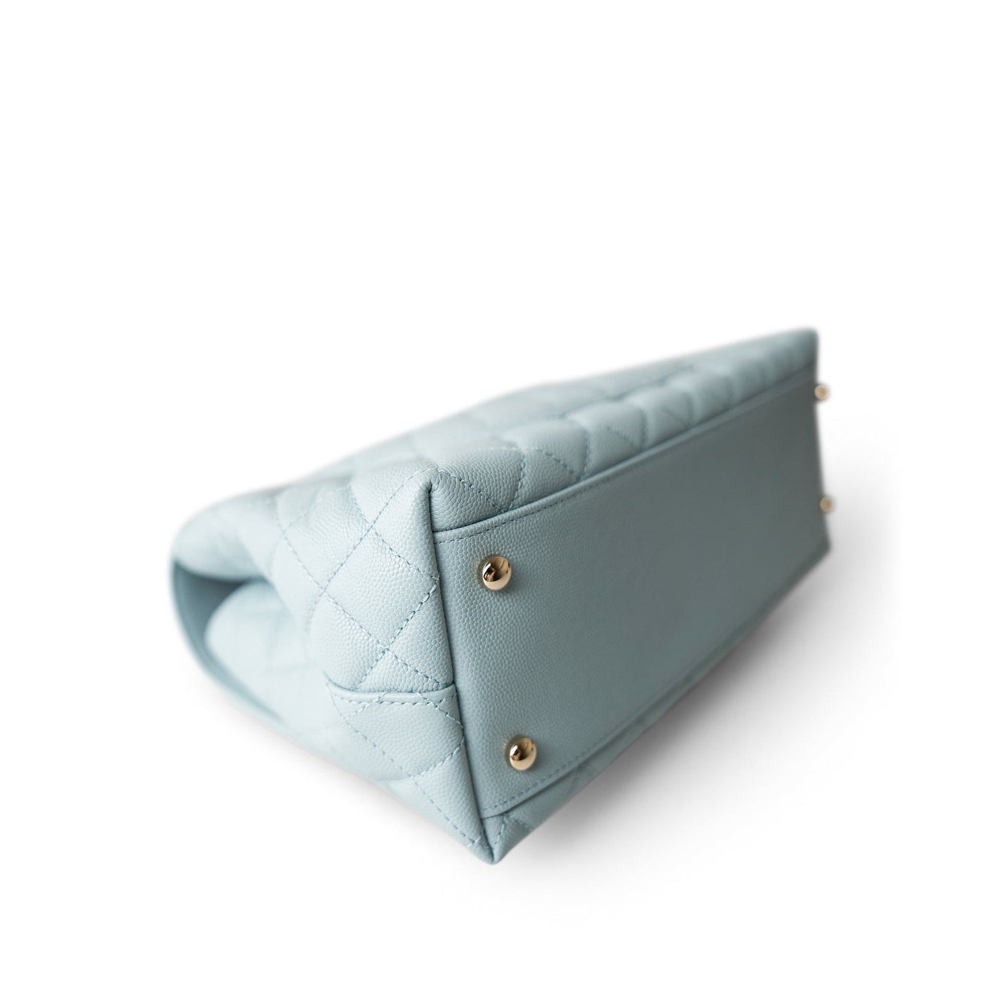 22P Light Blue Caviar Quilted Coco Handle Medium (Old Small) Light Gold Hardware