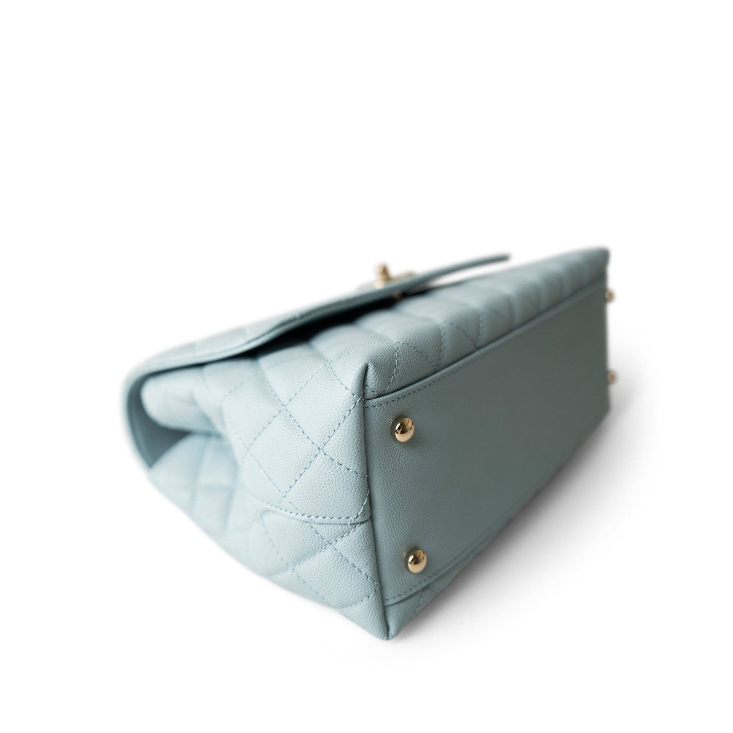 22P Light Blue Caviar Quilted Coco Handle Medium (Old Small) Light Gold Hardware