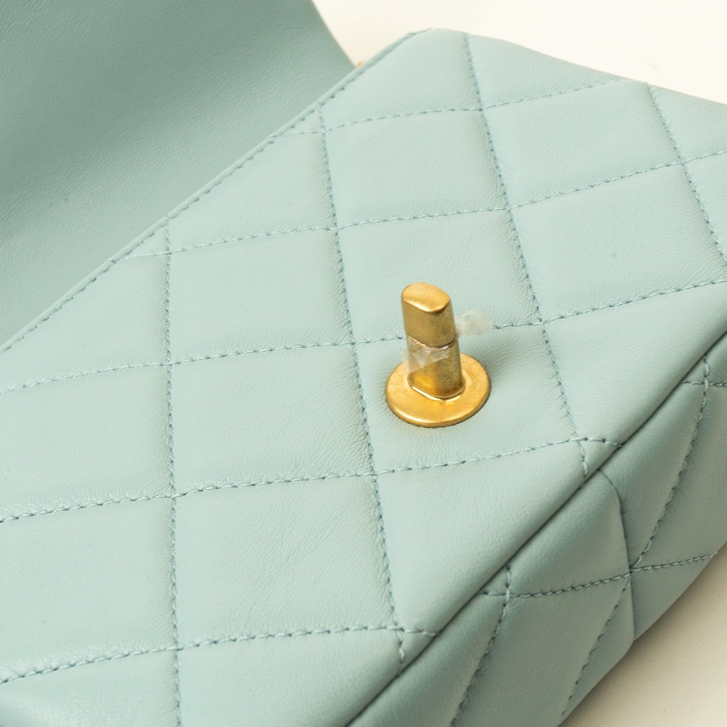 22P Light Blue Mini Square Enamel Lambskin pending CC  AGHW