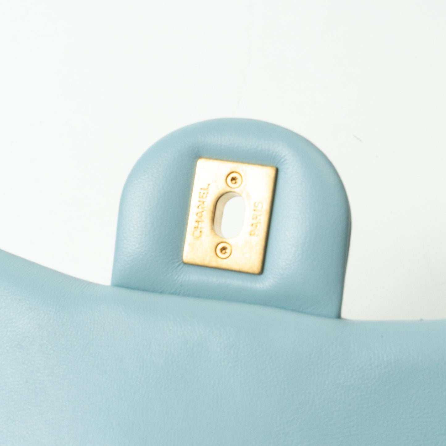 22P Light Blue Mini Square Enamel Lambskin pending CC  AGHW