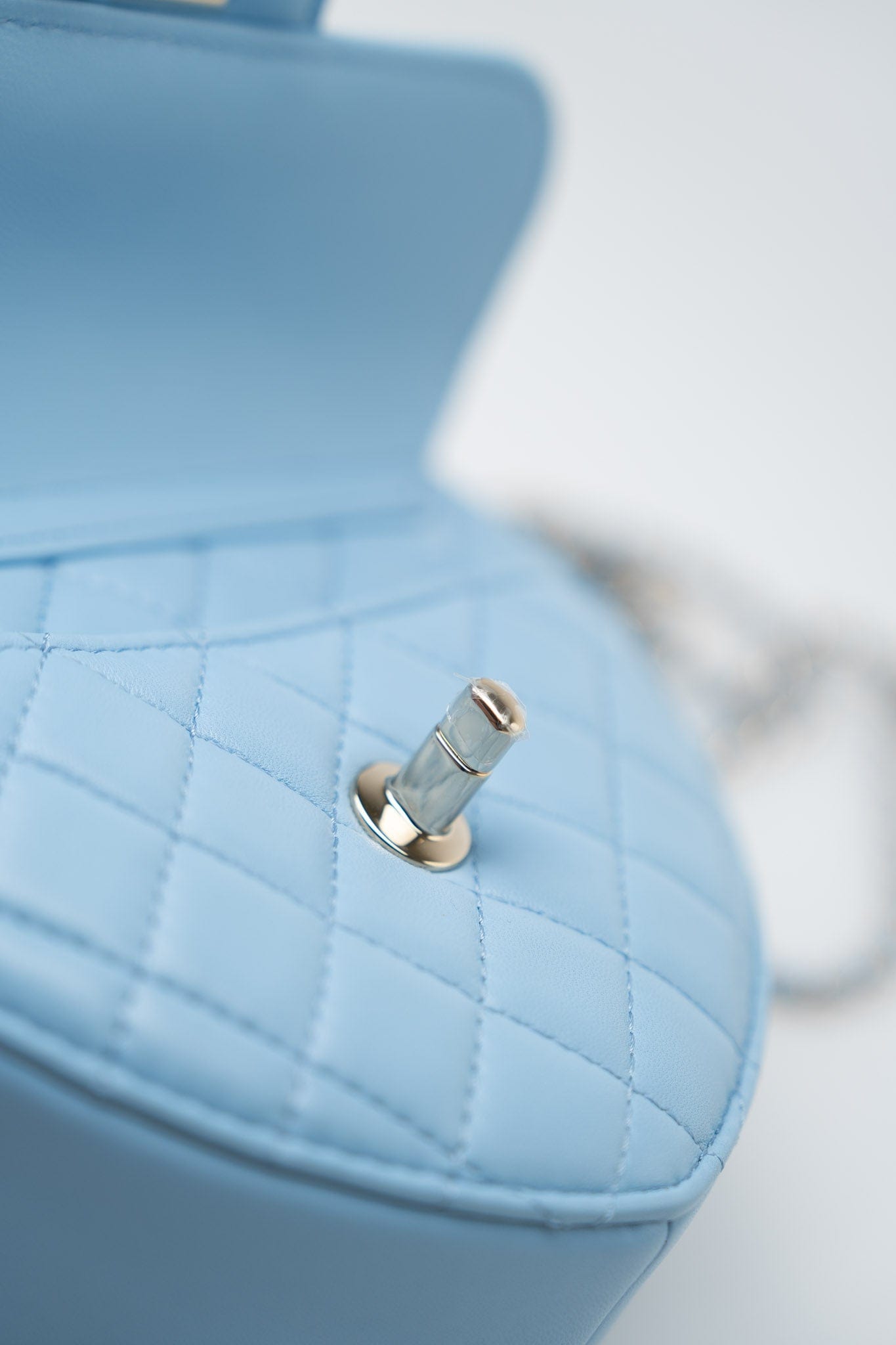 22S CC In Love Blue Lambskin Quilted Large Heart Bag Light Gold Hardware