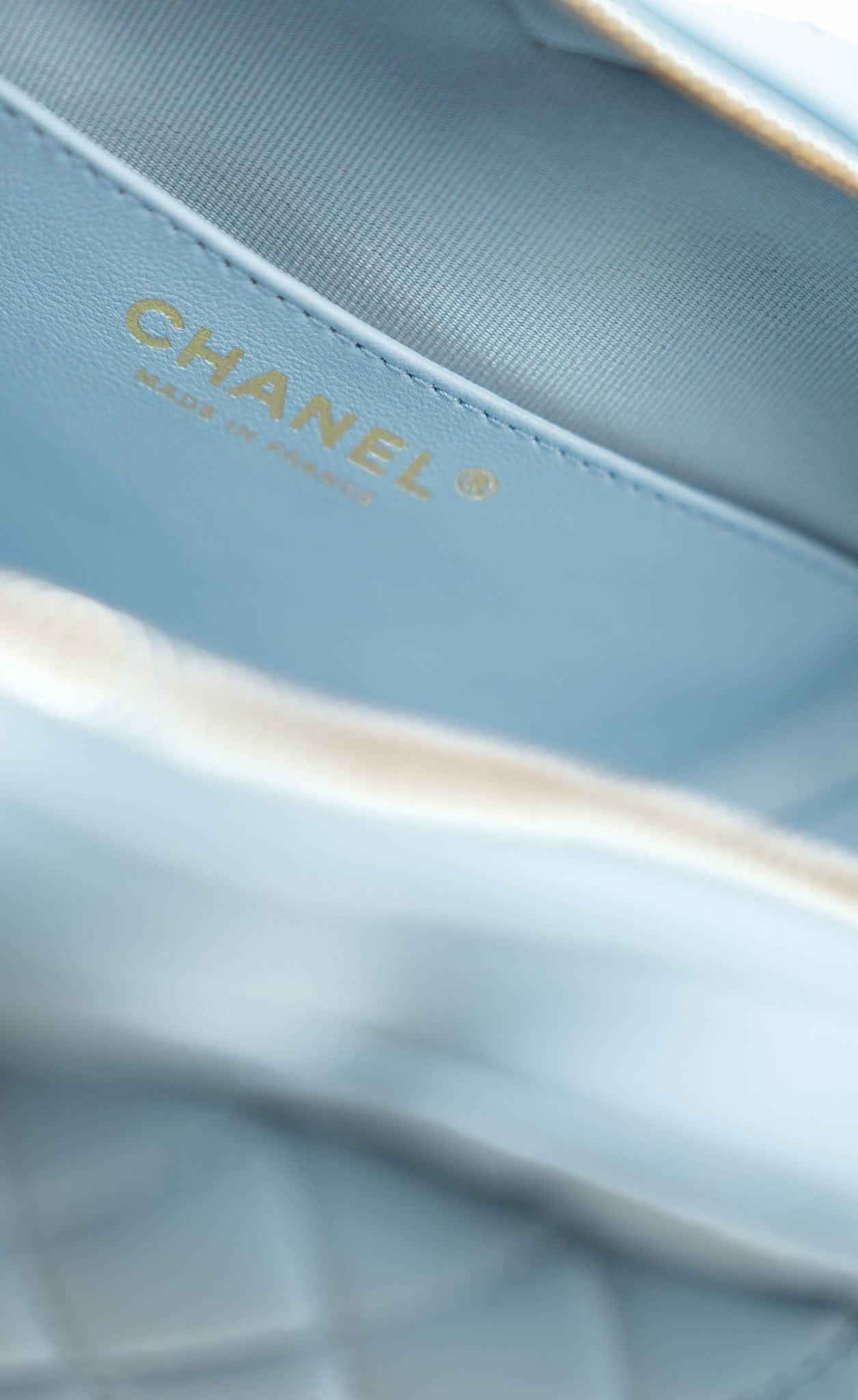 22S CC In Love Blue Lambskin Quilted Large Heart Bag Light Gold Hardware