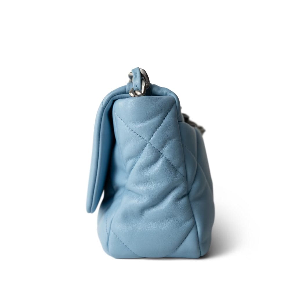 22S Light Blue Lambskin Quilted 19 Flap Small MHW