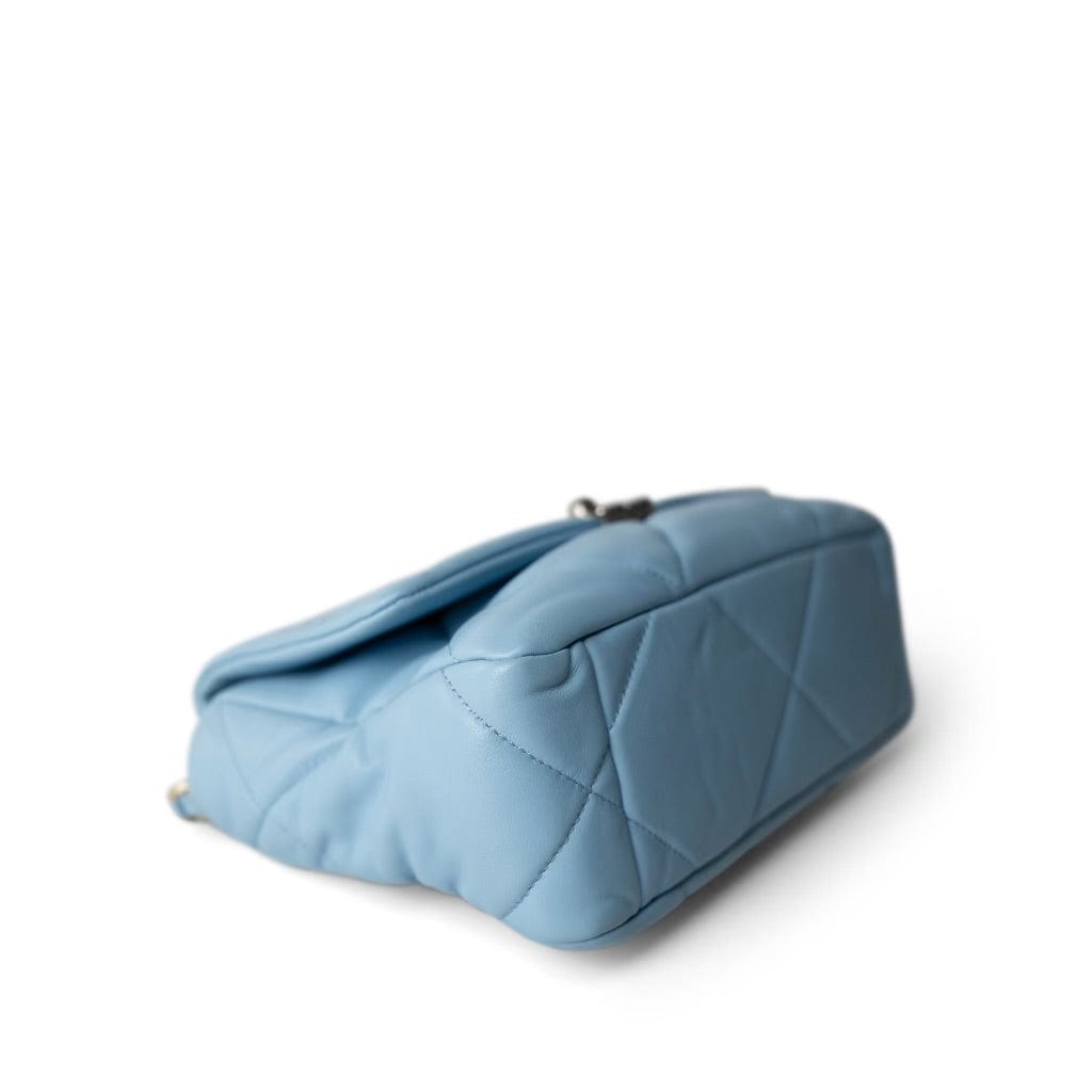 22S Light Blue Lambskin Quilted 19 Flap Small MHW