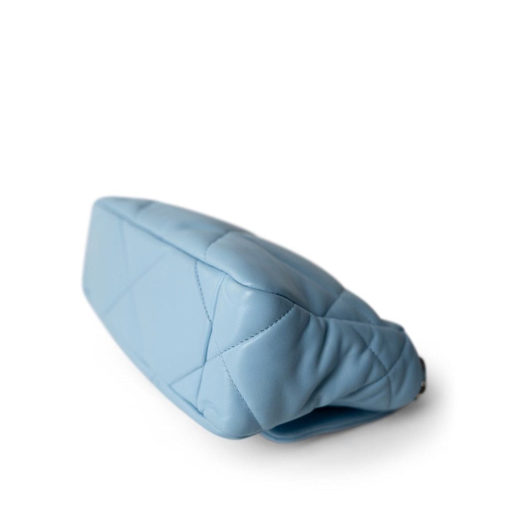 22S Light Blue Lambskin Quilted 19 Flap Small MHW