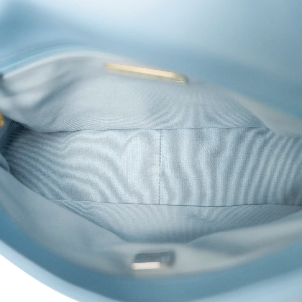 22S Light Blue Lambskin Quilted 19 Flap Small MHW