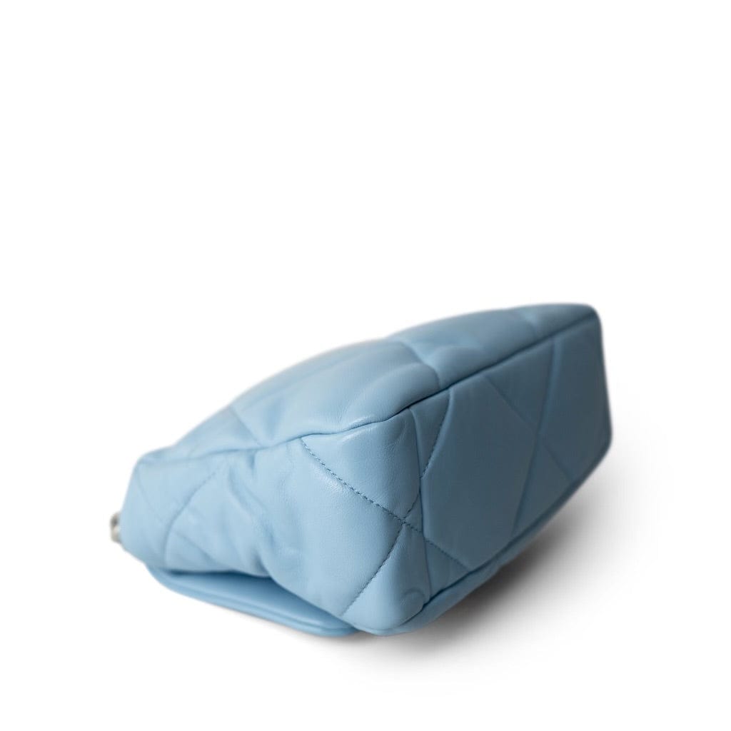 22S Light Blue Lambskin Quilted 19 Flap Small MHW