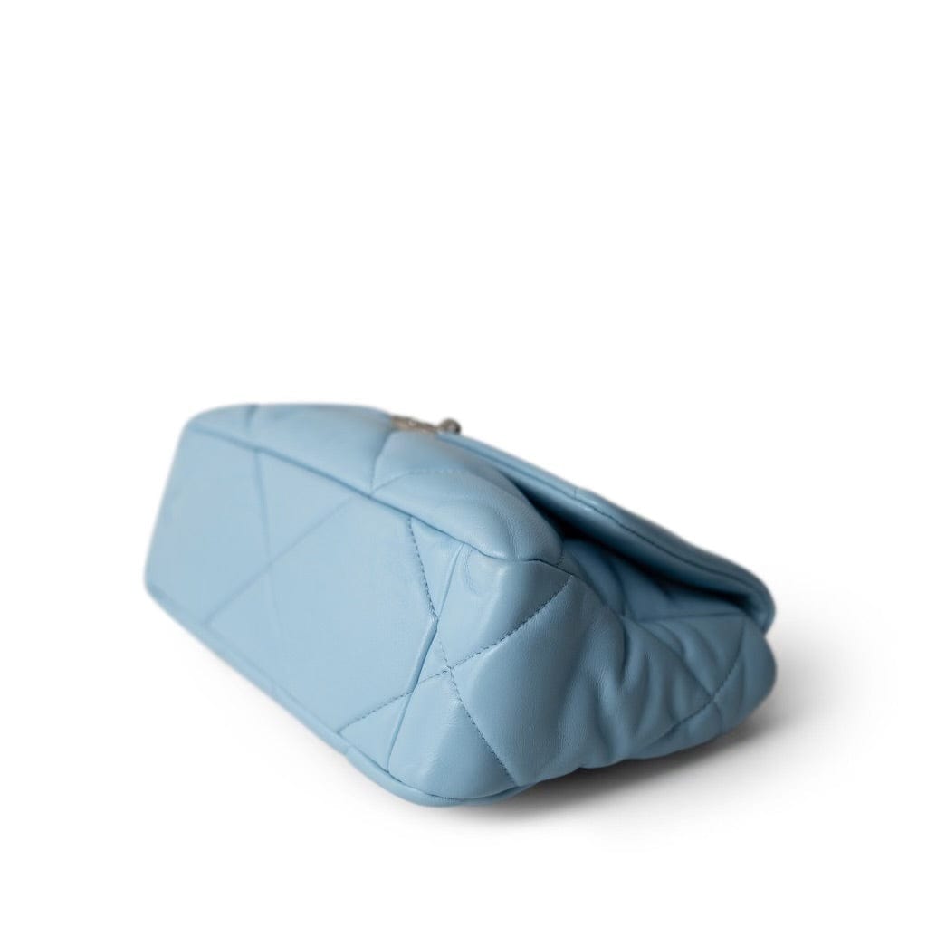 22S Light Blue Lambskin Quilted 19 Flap Small MHW