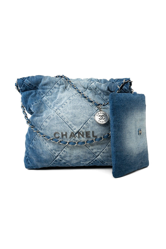 23P Denim Quilted 22 Small Drawstring Bag