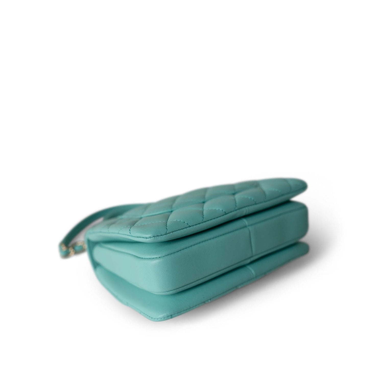 24C Tiffany Blue Lambskin Quilted Mini Trendy CC Light Gold Hardware