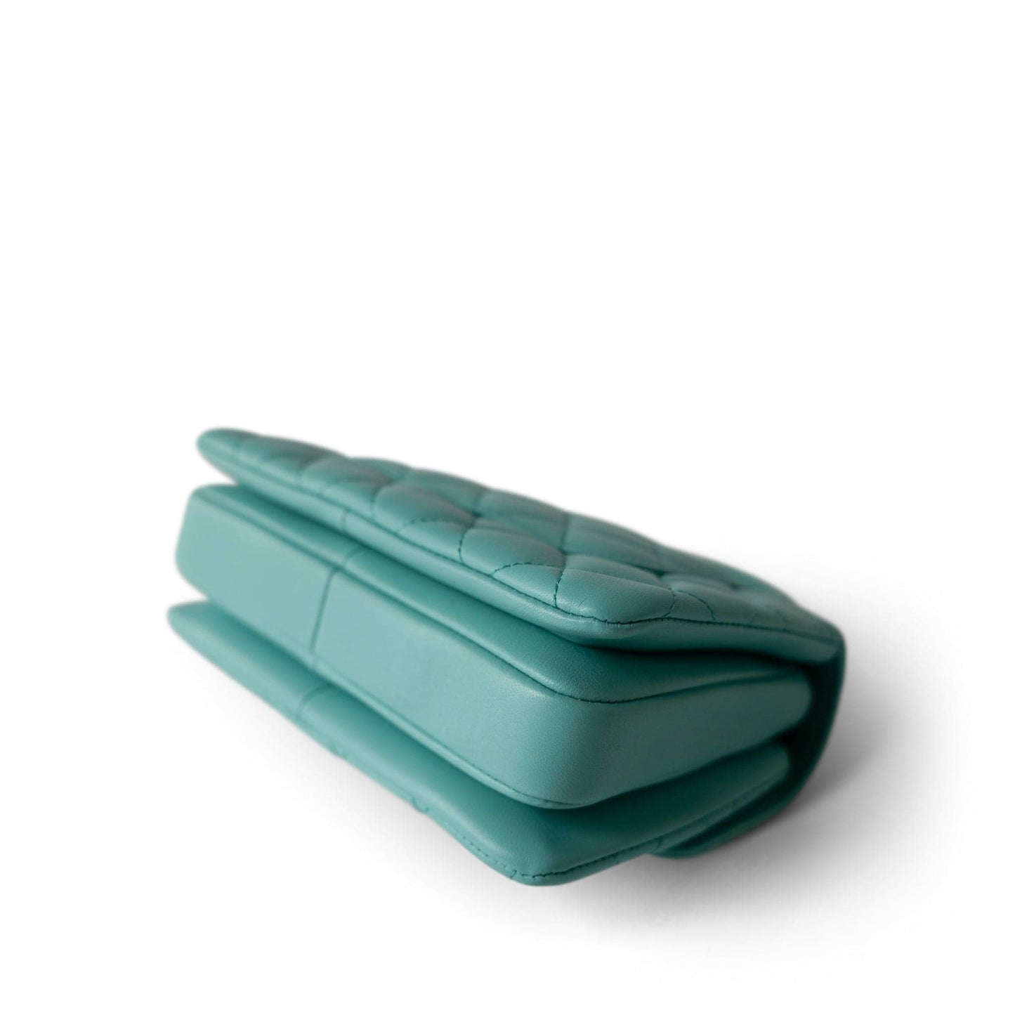 24C Tiffany Blue Lambskin Quilted Mini Trendy CC Light Gold Hardware