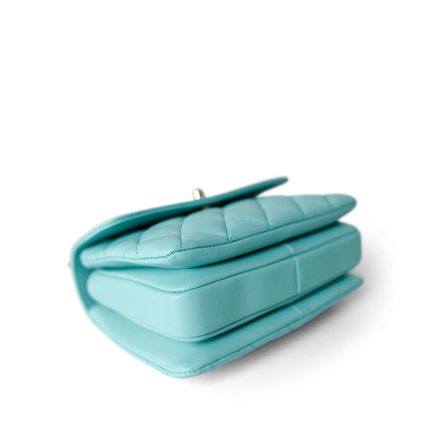 24C Tiffany Blue Lambskin Quilted Mini Trendy CC Light Gold Hardware