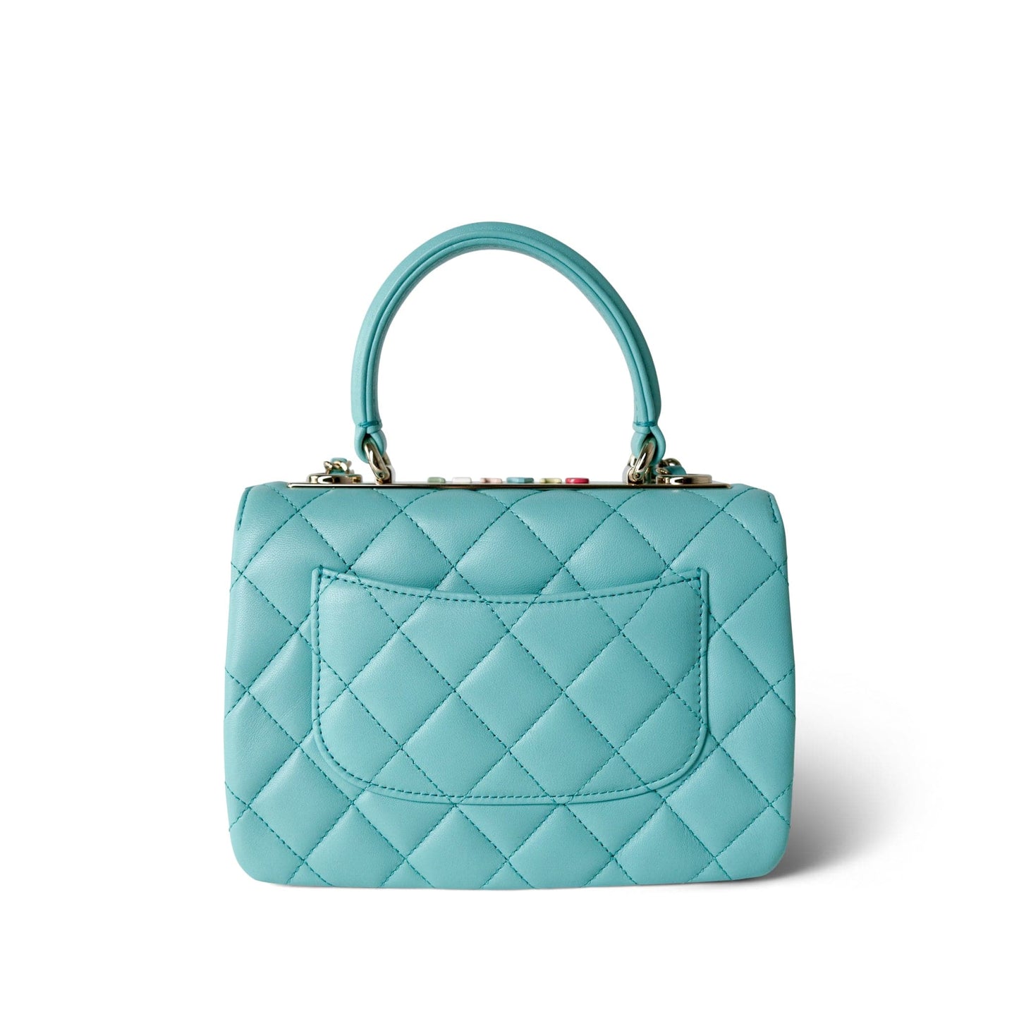 24C Tiffany Blue Lambskin Quilted Mini Trendy CC Light Gold Hardware