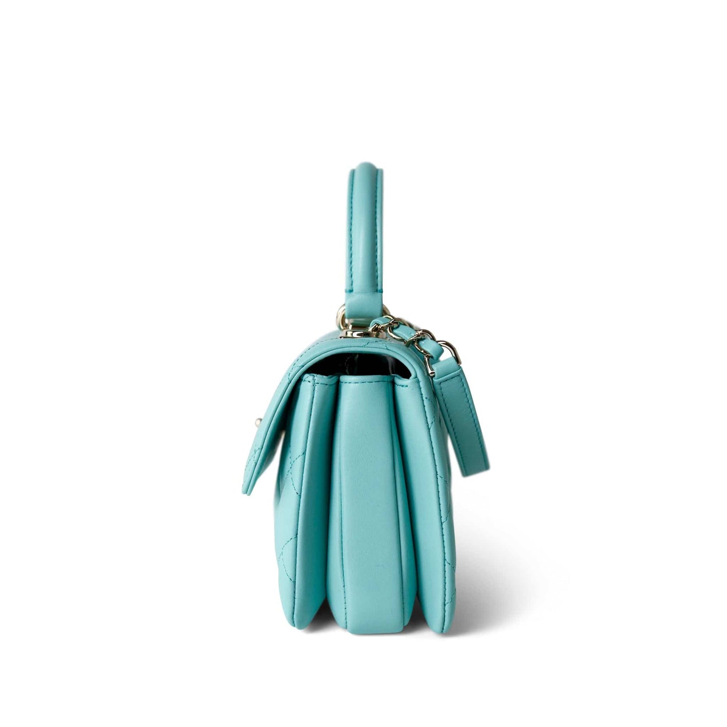 24C Tiffany Blue Lambskin Quilted Mini Trendy CC Light Gold Hardware