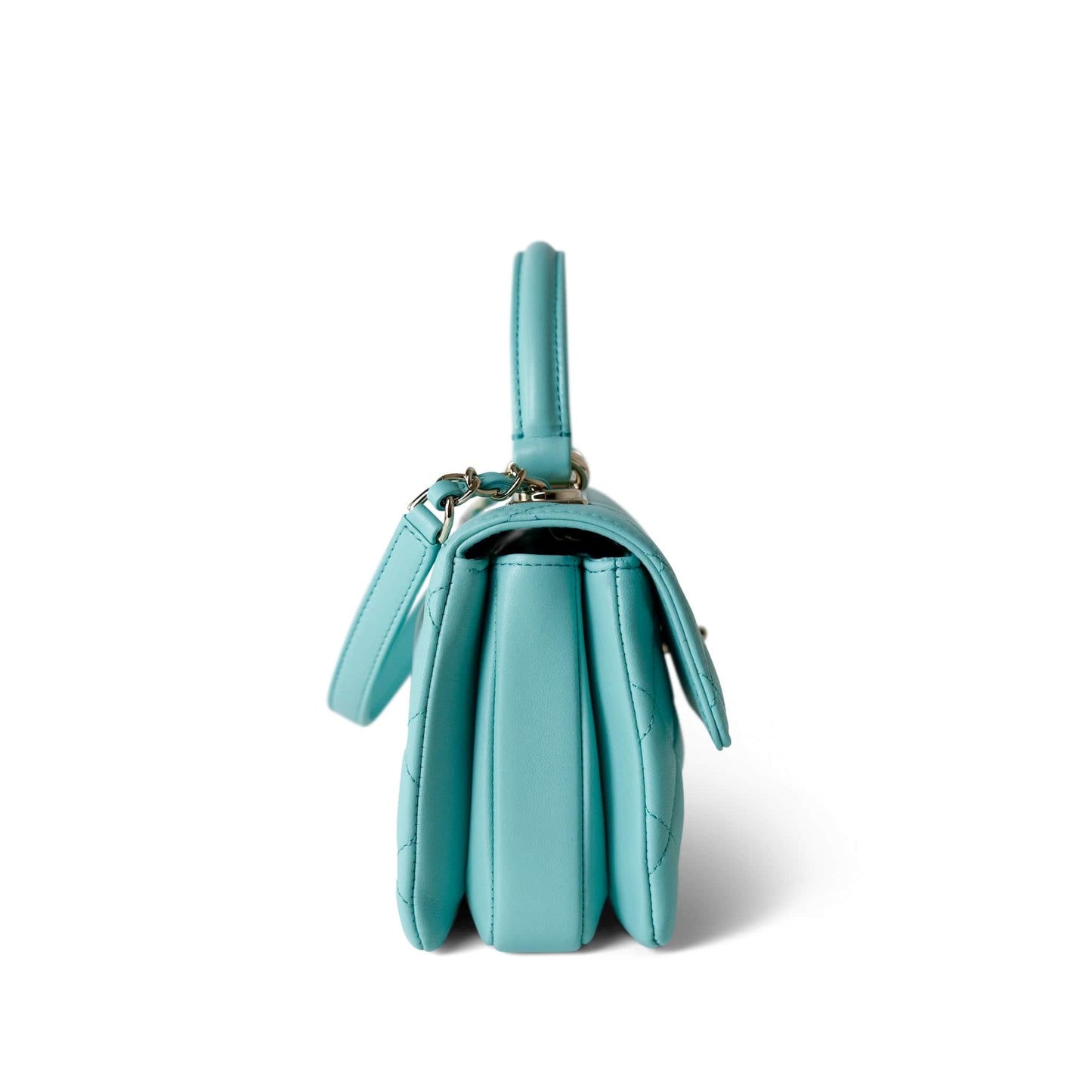 24C Tiffany Blue Lambskin Quilted Mini Trendy CC Light Gold Hardware