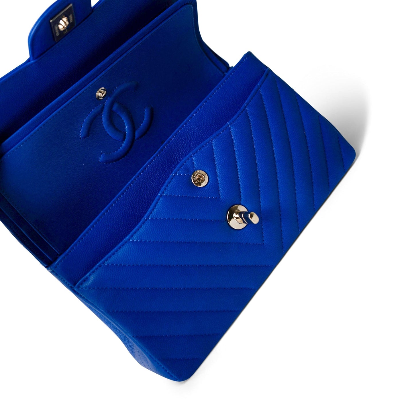 Blue Caviar Chevron Classic Flap Small Light Gold Hardware