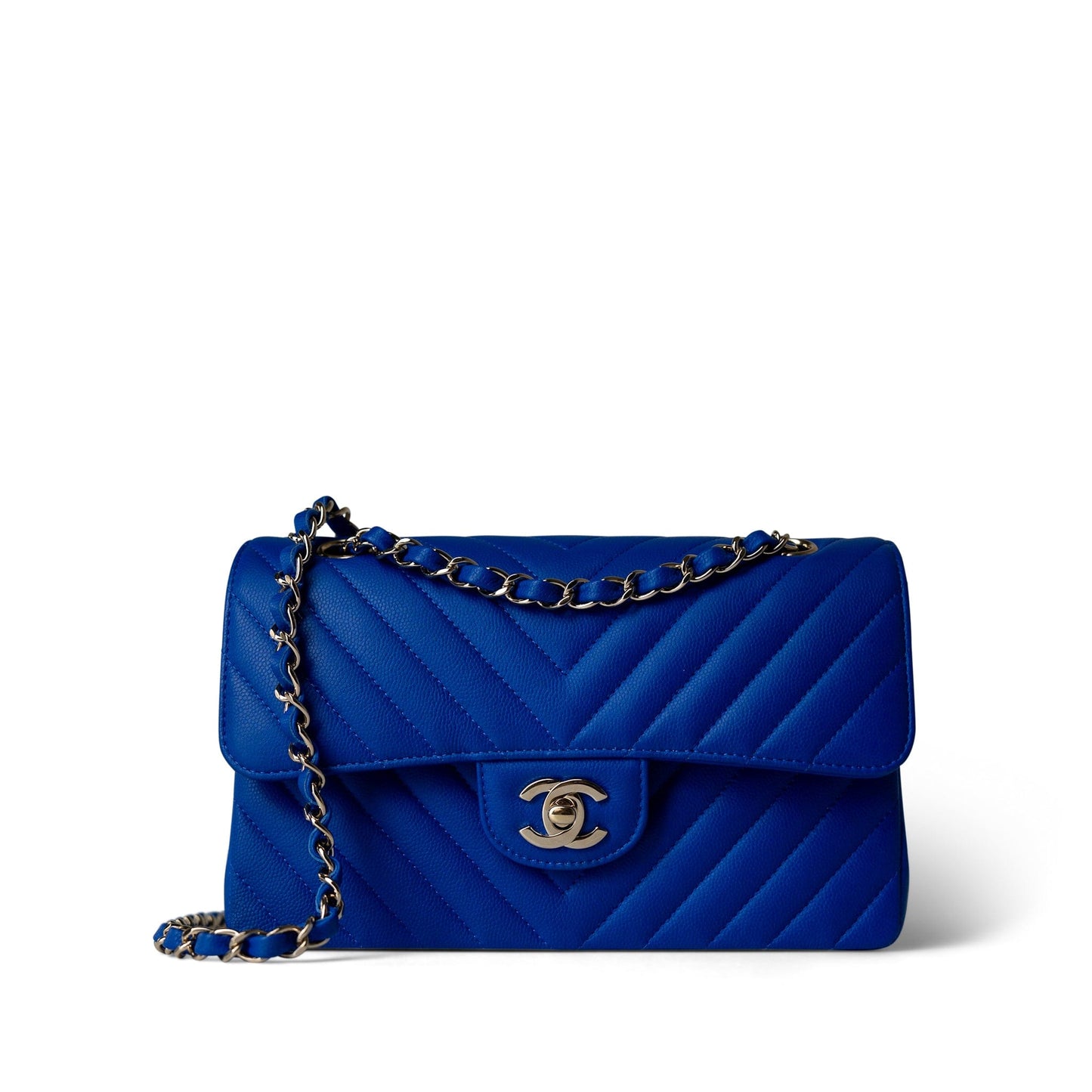 Blue Caviar Chevron Classic Flap Small Light Gold Hardware