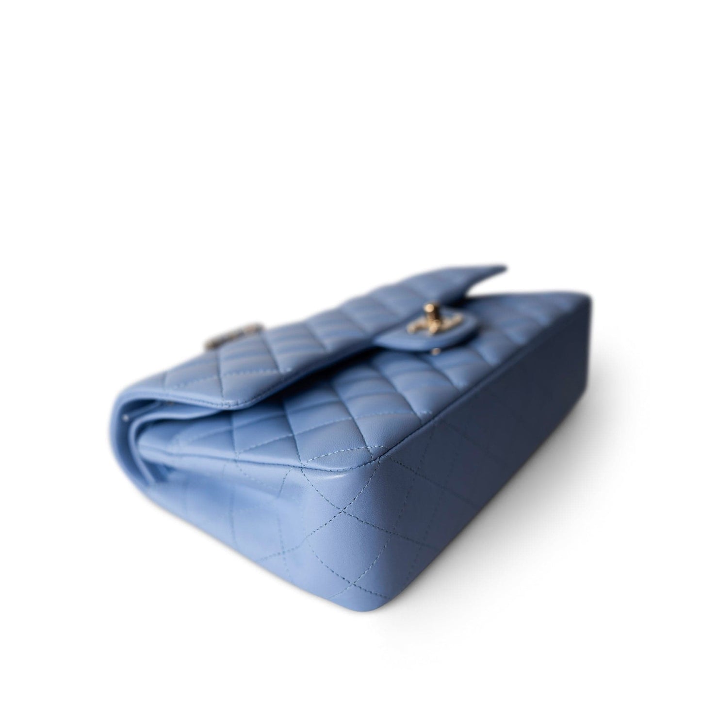 21C Sky Blue Lambskin Quilted Classic Flap Light Gold Hardware