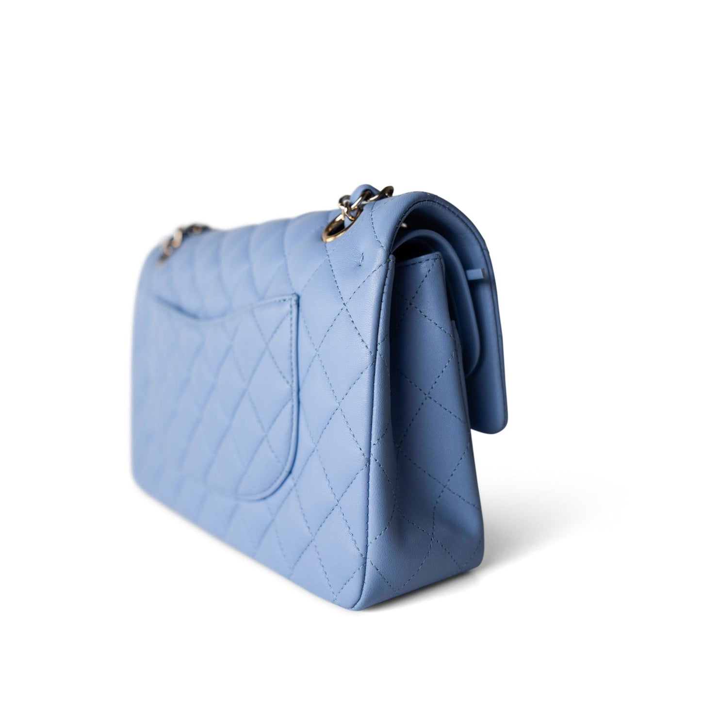 21C Sky Blue Lambskin Quilted Classic Flap Light Gold Hardware